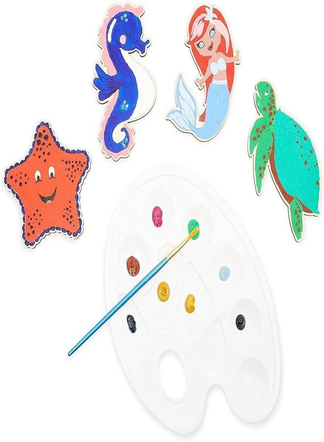 Haoser 24 Pieces Unfinished Sea Creatures Wood Cutouts for Crafts, Wooden Ocean Animals,Kids Art and Craft kit(Turtle, Seahorse, Starfish, Mermaid) Return Gifts for Kids - Image 2